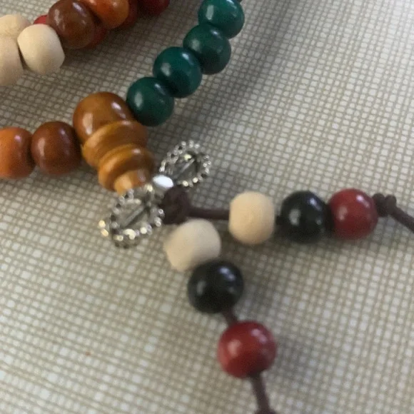 New Set Sandalwood bead bracelet Wristband Mala prat with earrings - Picture 4 of 6